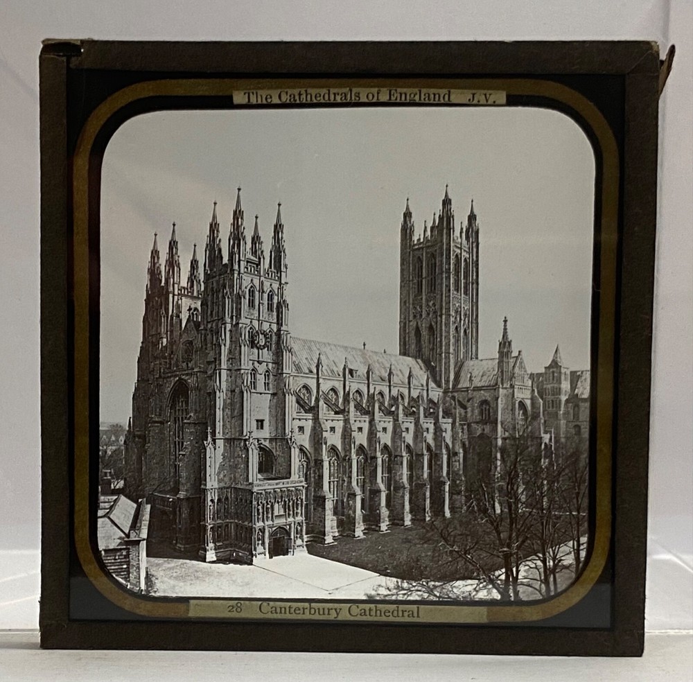 Antique Magic Lantern Slide - 28. Canterbury Cathedral J. V.