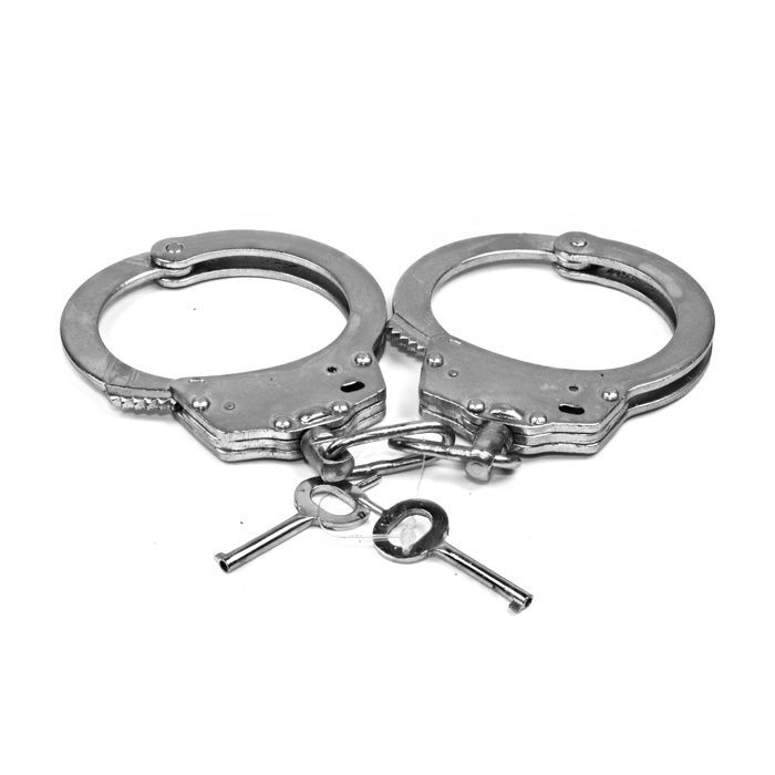Solid Steel Handcuff Sliding Double Lock Mechanism W/ 2 Keys  Police Security