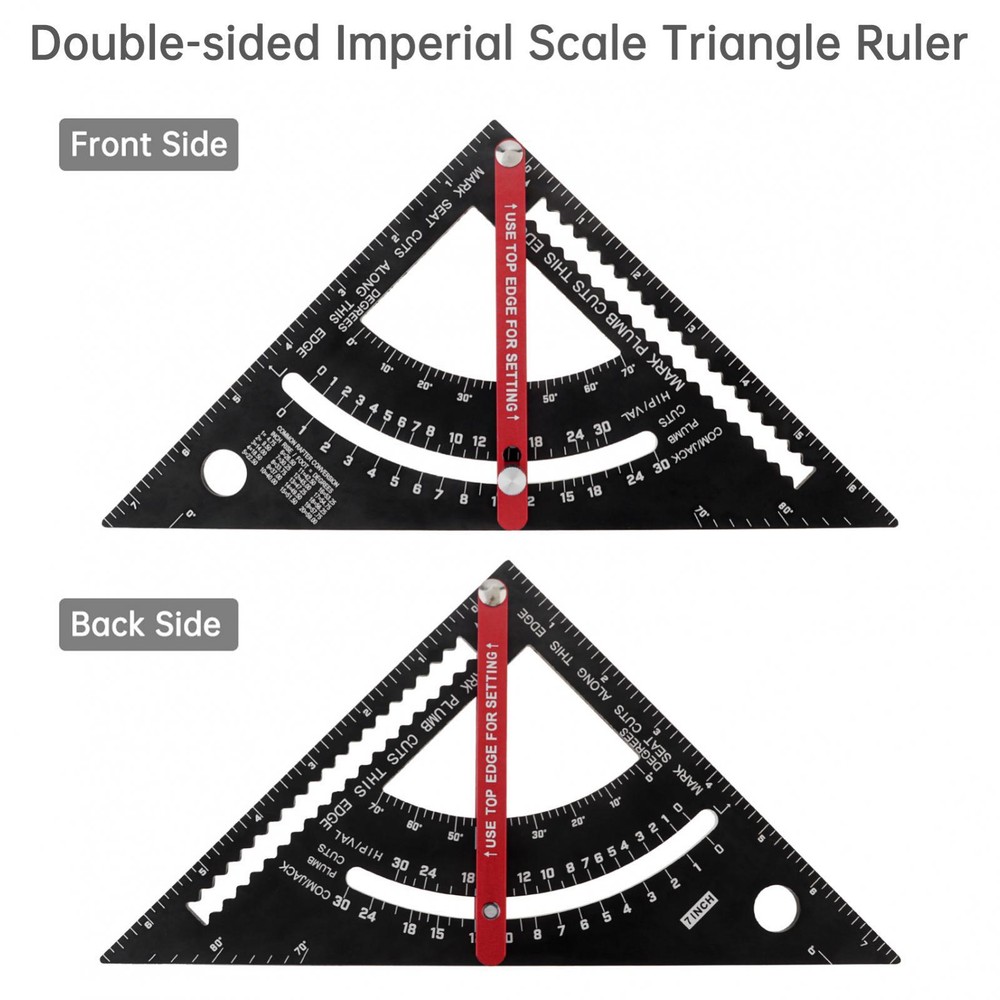 7 Inch Positioning Adjustable Angle Triangle Ruler with Adjustable Rod Metal