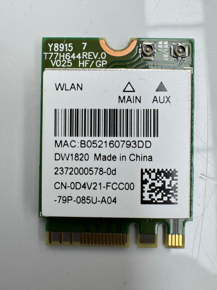 Qualcomm Atheros QCNFA344A WirelessLAN NIC DW1820