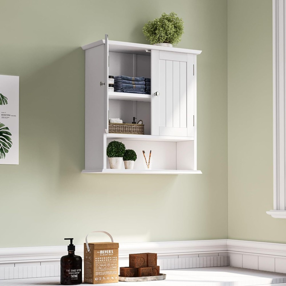 Smuxee White Bathroom Cabinet Wall Mounted, Small Small,