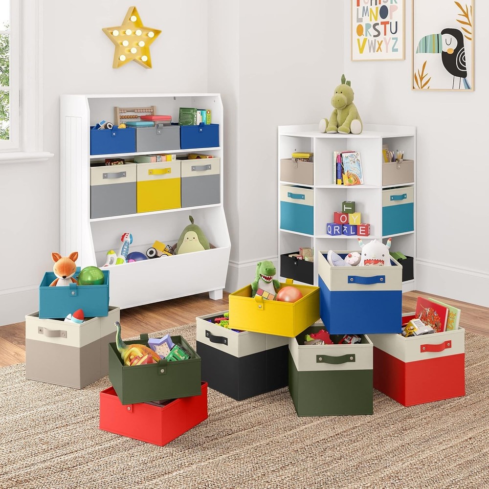 RiverRidge Kids storage bins - 10.5 Cube Storage Organizer One Size, Taupe