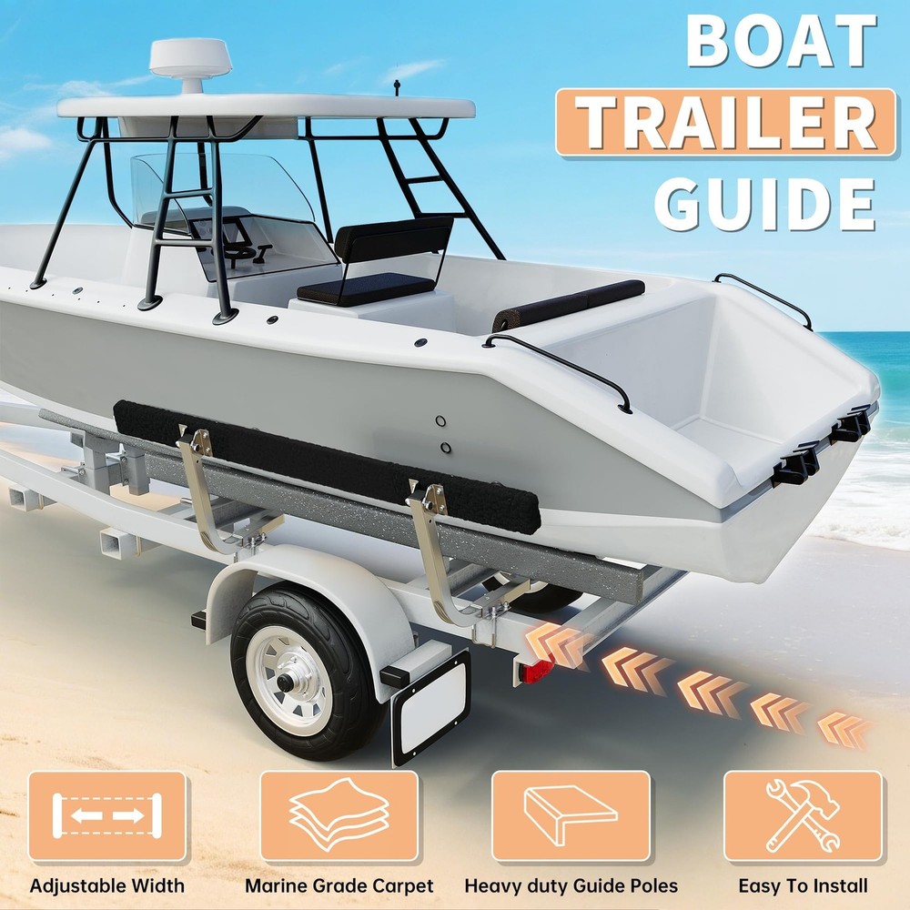 ECOTRIC 61" Adj. Galvanized Steel Boat Trailer Bunk Guide-On Rails 2-Pack