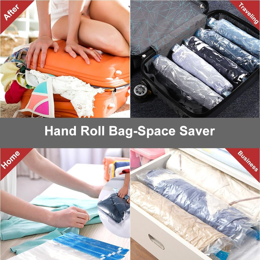 Compression Bags - 12 Pack Space Saver Storage Accessories (Transparent)
