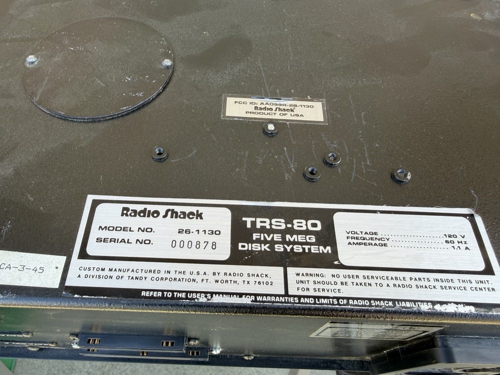 Radio Shack Tandy Corp. Thirty-Five Meg Disk System Model NO. 26-4172