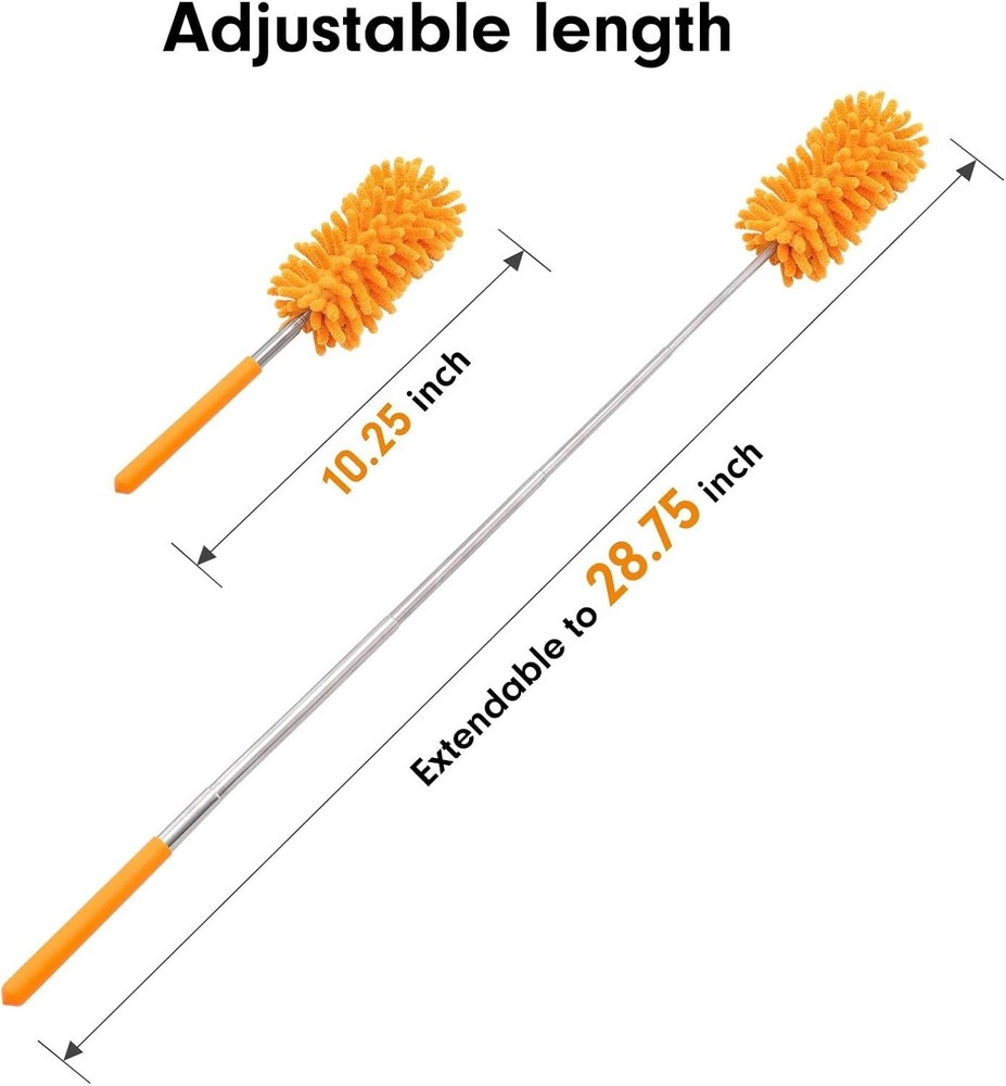 Tukuos Microfiber Duster with 2 Replaceable Heads & Extendable Pole for Cleaning