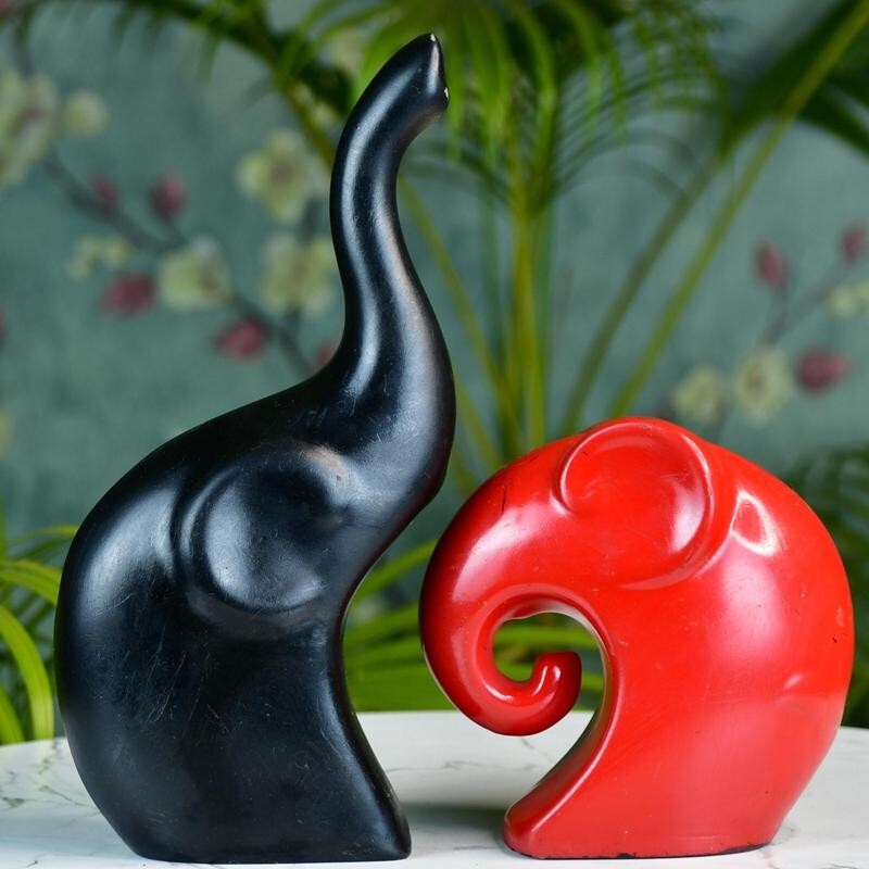 Sowpeace Abstract Elephant Set – 2 Resin Decor Pieces, 15cm, Multicolor