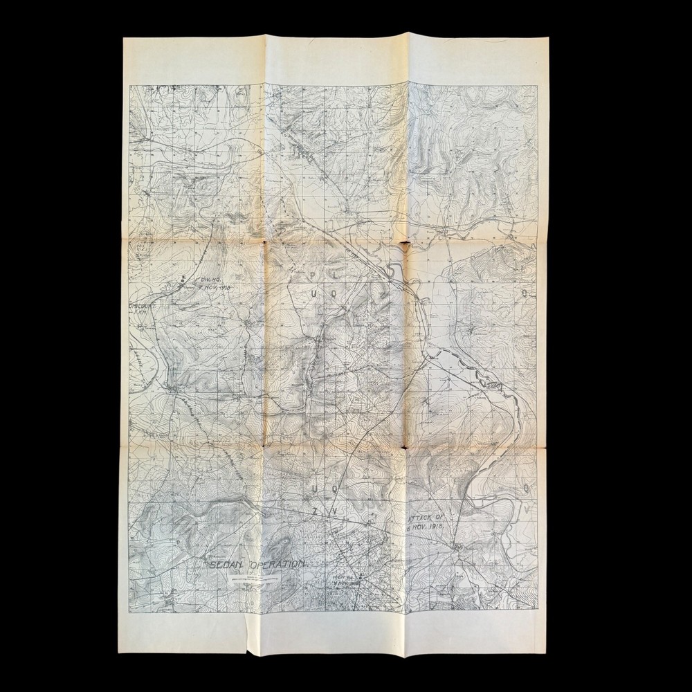 RARE! World War I Sedan Operation Western Front AEF Operations Map
