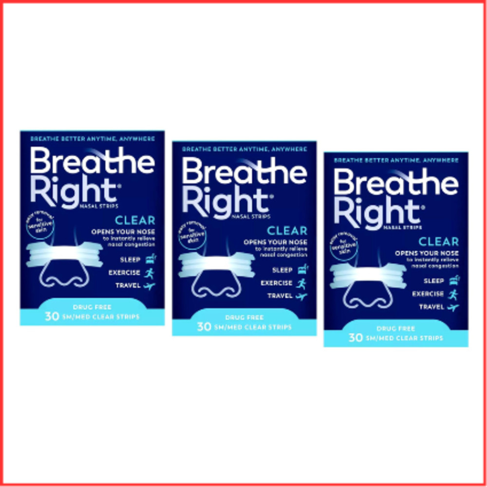 NASAL STRIPS for Adults Small Medium Clear 90ct BREATHE RIGHT