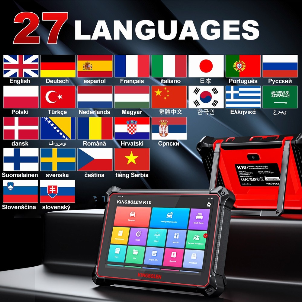 KINGBOLEN K10 10" OBD2 Scanner All System Bidirection Diagnostic Tool ECU Coding