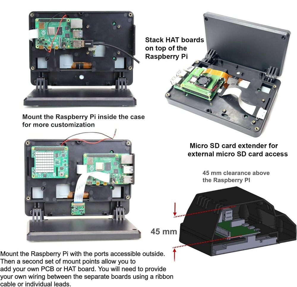 SmartiPi Touch 2 for Raspberry Pi 4 and 5 (Large - with External Micro SD Car...