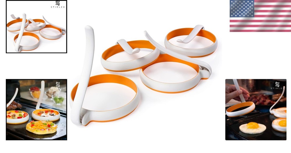 Silicone Fried Egg Rings, 4-Pack - Nonstick, Round Mold