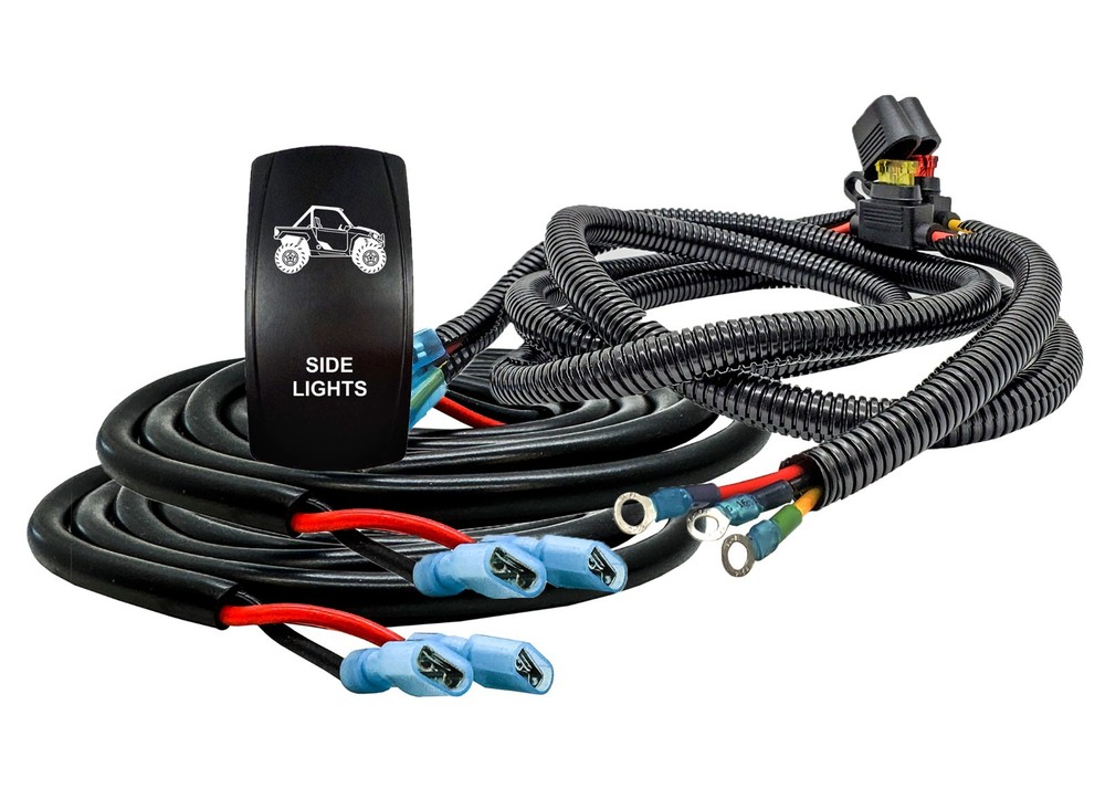 10 ft Split Plug-and-Play Wire Harness SIDE LIGHTS On/Off Rocker Switch Can-Am