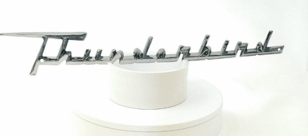 Thunderbird Script Flat Steel Sign Not Chrome (Special Order)