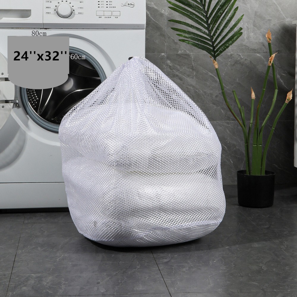 Large Mesh Laundry Bag with Drawstring Jumbo Machine Washing Hamper Accessories