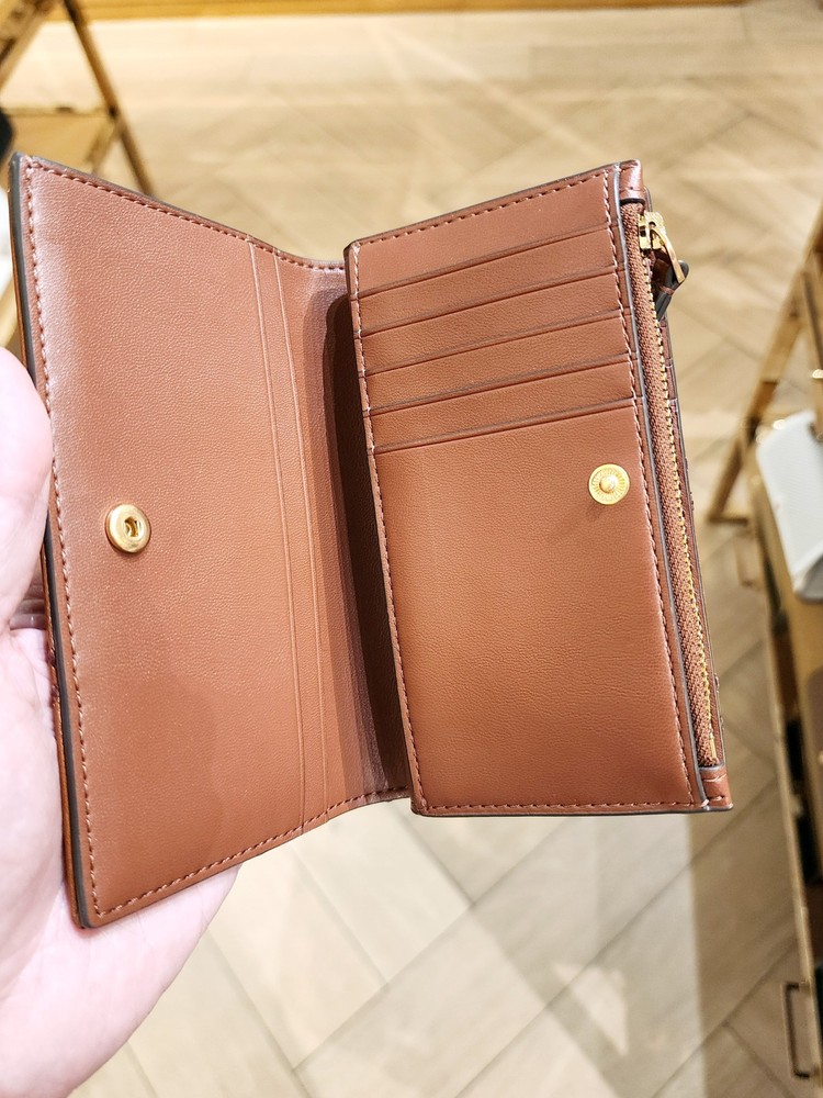 Latest Authentic Tory Burch Willa Shine Java Leather Medium Wallet 169924 $270