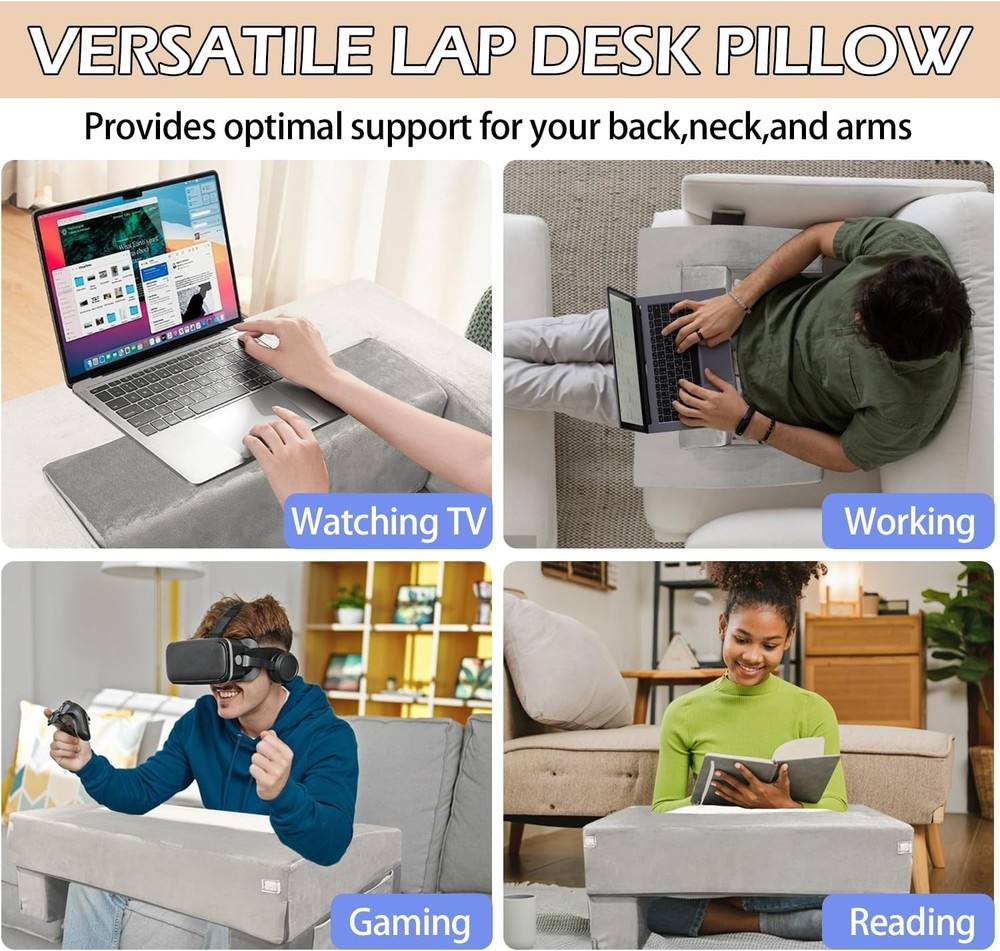 Large Adjustable Reading Pillow with Integrated Cup Holder - Ultimate Comfort