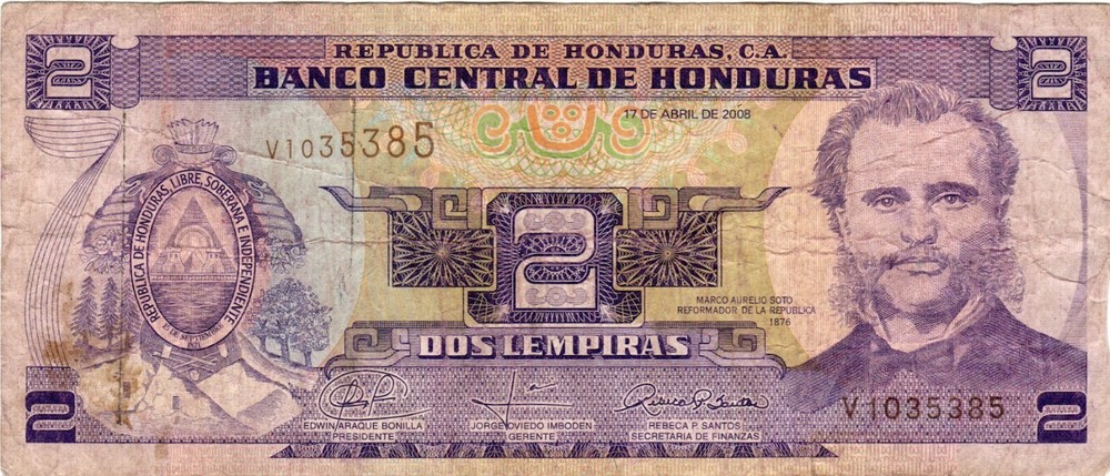Banknote Honduras 2 Lempira 2008 P90