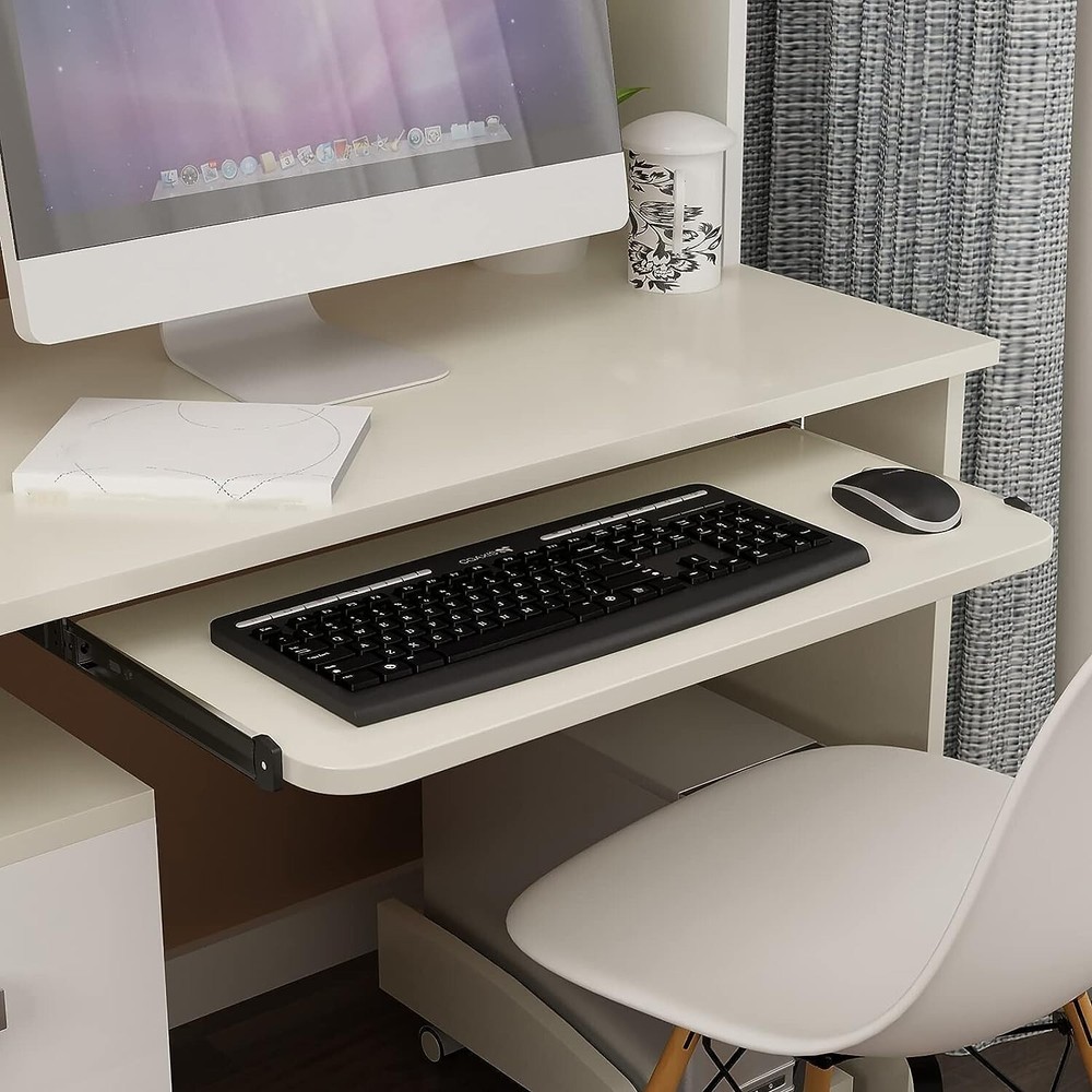 Veemoon Adjustable Under Desk Keyboard Tray Slide Rails Computer Accessories