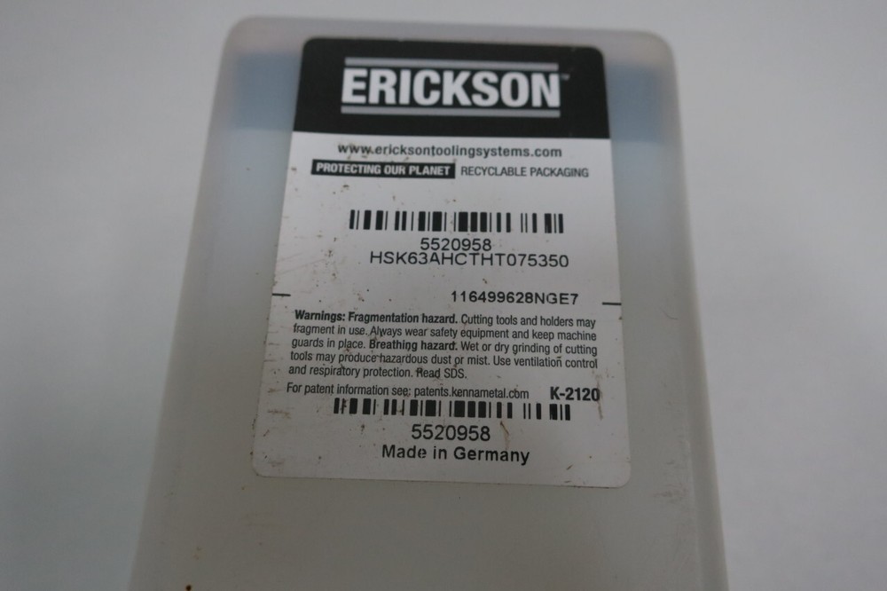 Erickson 5520958 HSK63AHCTHT075350 Tool Holder