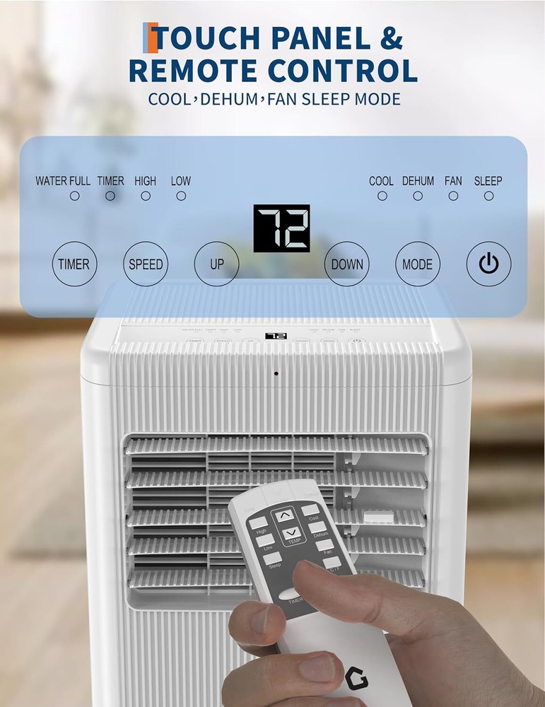 8000 BTU Cool Air Conditioner 3-in-1 Portable AC Unit with Remote Control