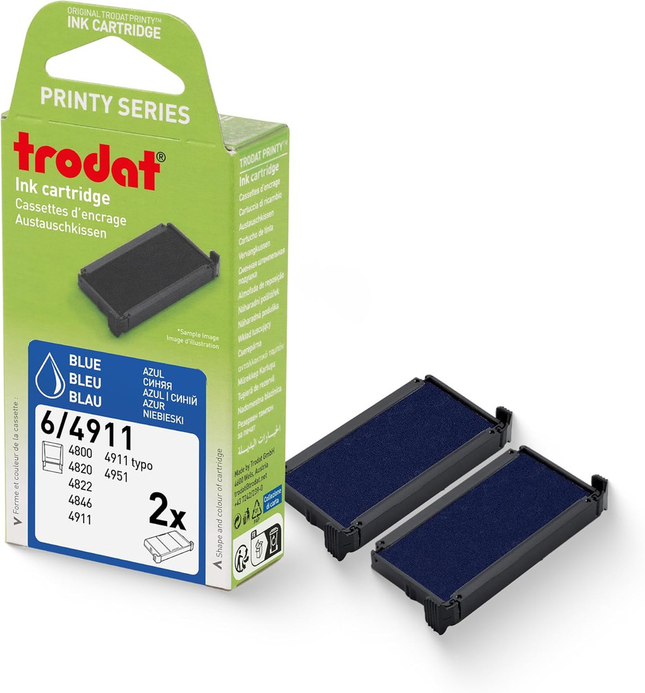 Replacement Pads, Printy 4911 Stamp, 2 Pack, Blue