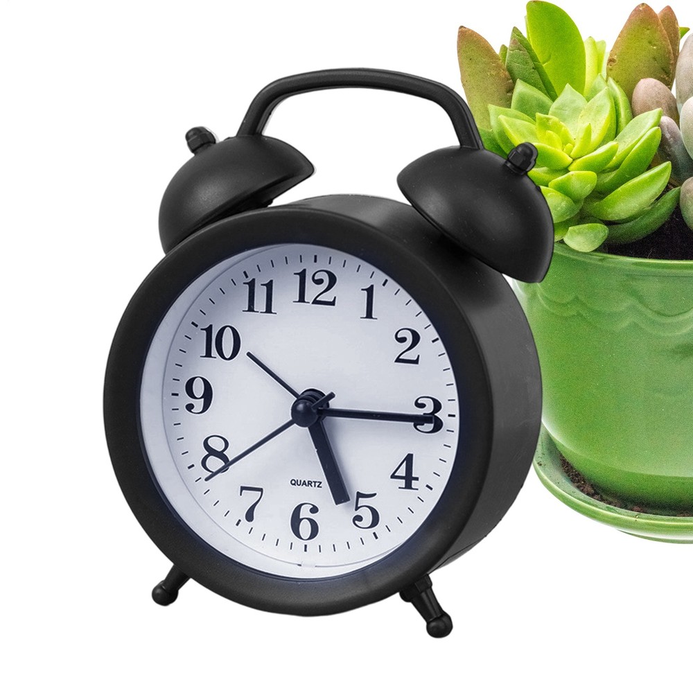 Small Analog Clock Silent Retro Home Decor Machine Battery Operated