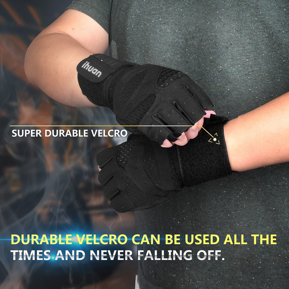 Ventilated Weight Lifting Gloves with Wrist Wrap Support