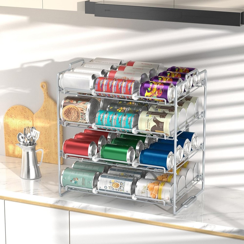 Stackable 4-Tier Can Rack Organizer for Kitchen and Pantry, Holds 48 Cans