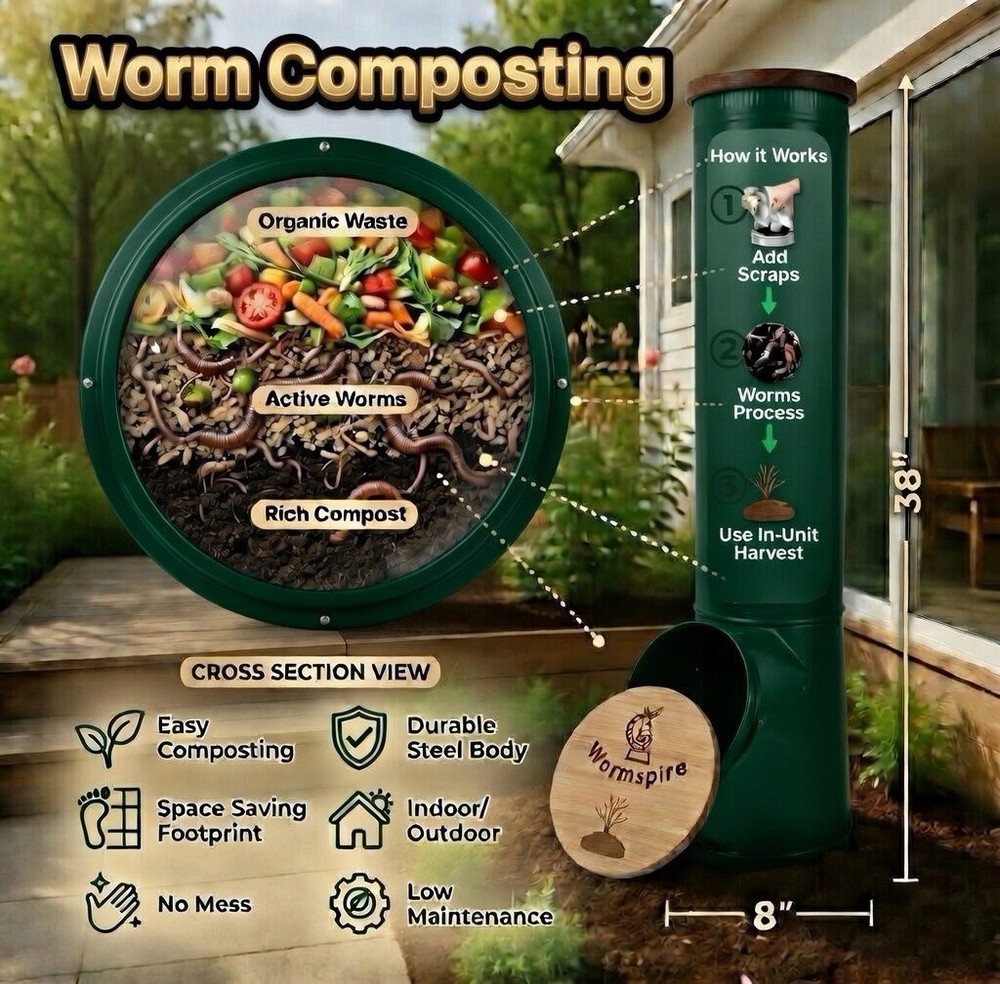 Effortless Composting - Wormspire™ Vertical Compost System For Small Spaces