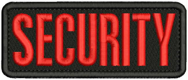 SECURITY EMBROIDERY PATCH  2X5 VELCR@ ON BACK