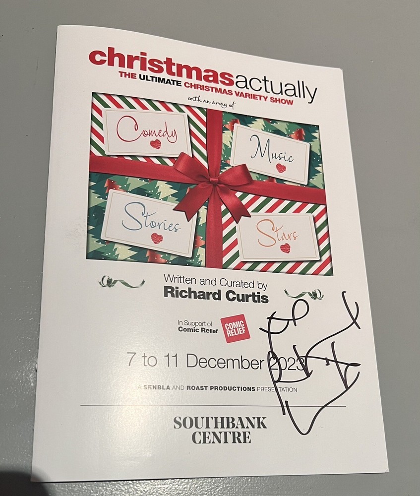 SIGNED Richard Curtis Christmas Actually Programme. Love Actually Comic Relief