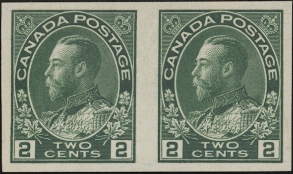 CANADA, 1924. KGV Admiral Imperf Pair 137, Mint