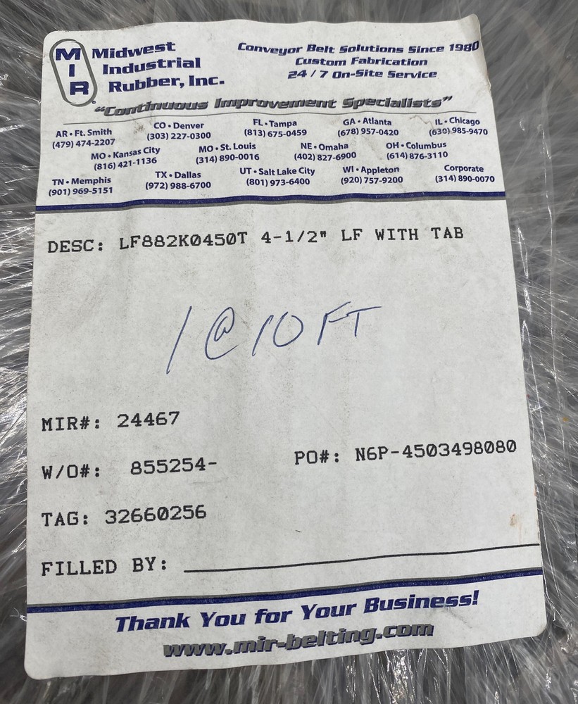 Midwest LF882K0450T Sideflexing Conveyor System Chain 4-1/2"10 Ft