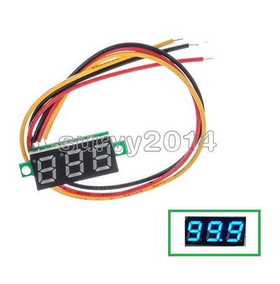 0.28" Red/Blue/Yellow DC0-100V/2.5-30V Voltmeter LED Display Voltage Panel Meter