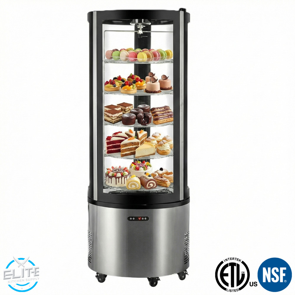 NSF Full View Glass Refrigerator Circular Rotating Cake Display Bakery Case
