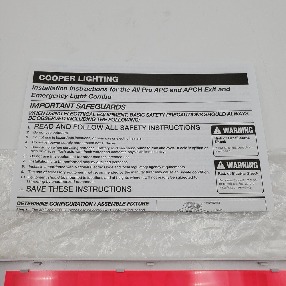 Cooper Lighting All-Pro APC APCH Thermoplastic - Replacement Exit Faceplate Only