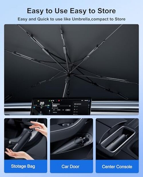 Car Windshield Sun Shade - Foldable Medium(57"L x 32"W) Silvery&Black