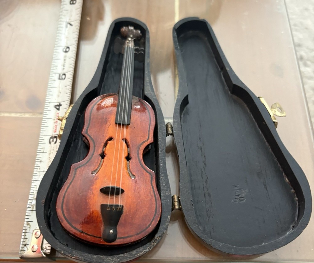 Miniature Violin With Case No Bow