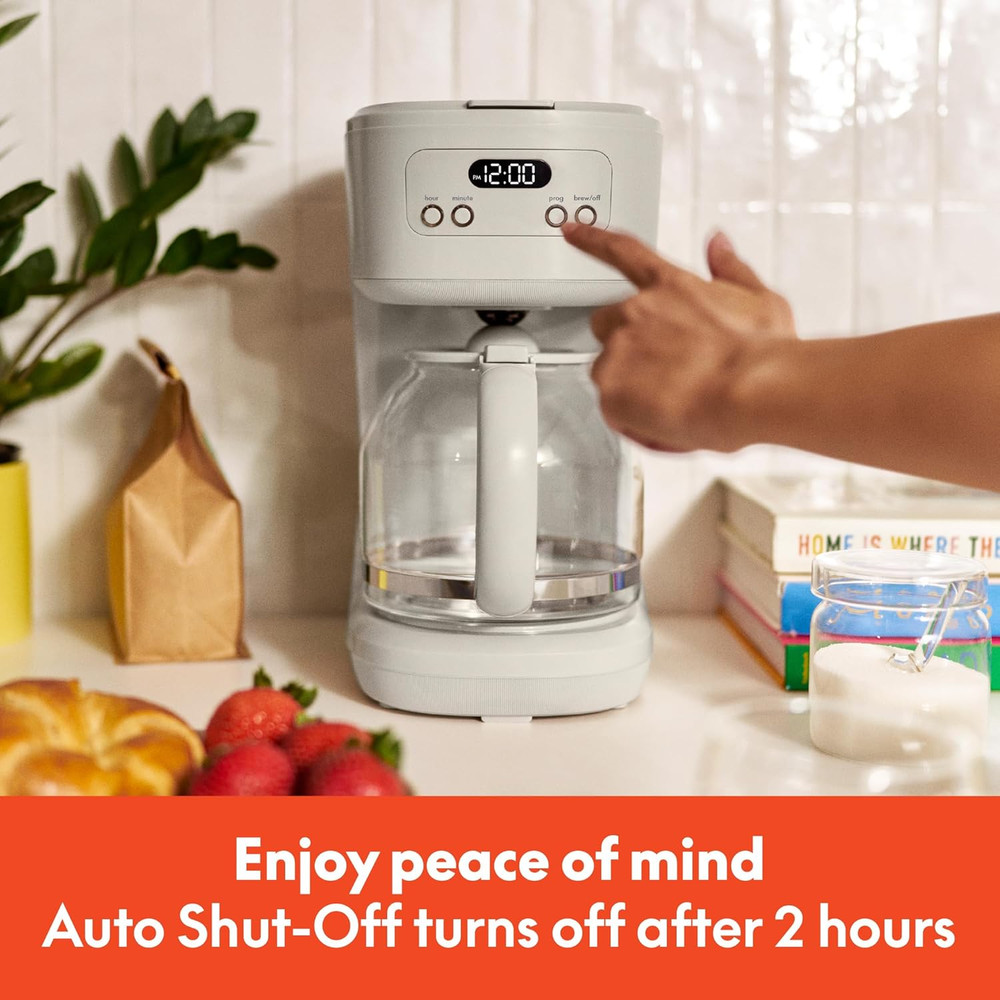 12 Cup Programmable Coffee Marker, Reusable Dishwasher Safe Accessories, Easy LC