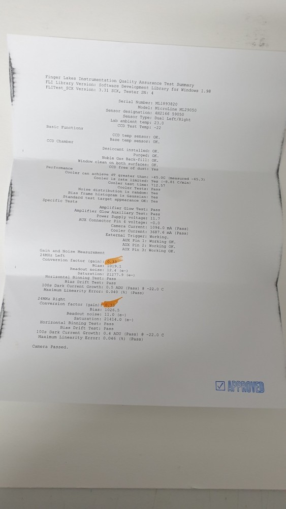 FLI MicroLine ML29050 CCD Camera, Model ML29050