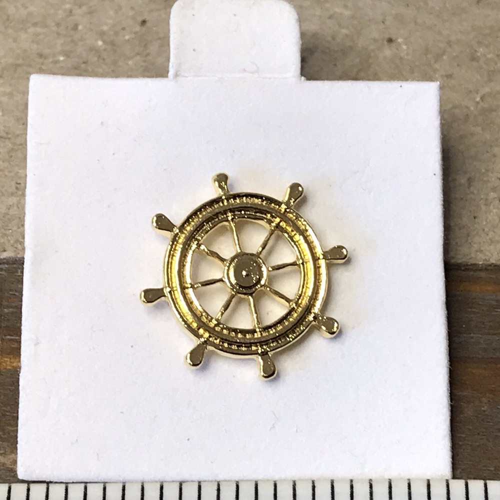 Nautical SHIPS WHEEL Gold Tone Pin