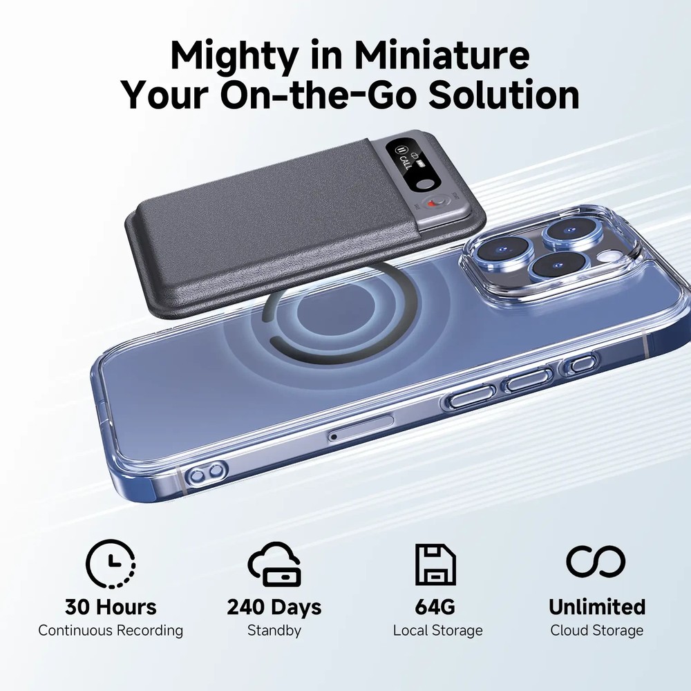 AI Voice Recorder , 64GB Memory, App Control, 112 Languages Support