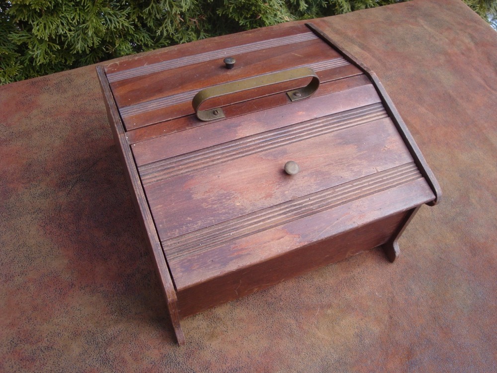 Vintage Wooden Sewing Box