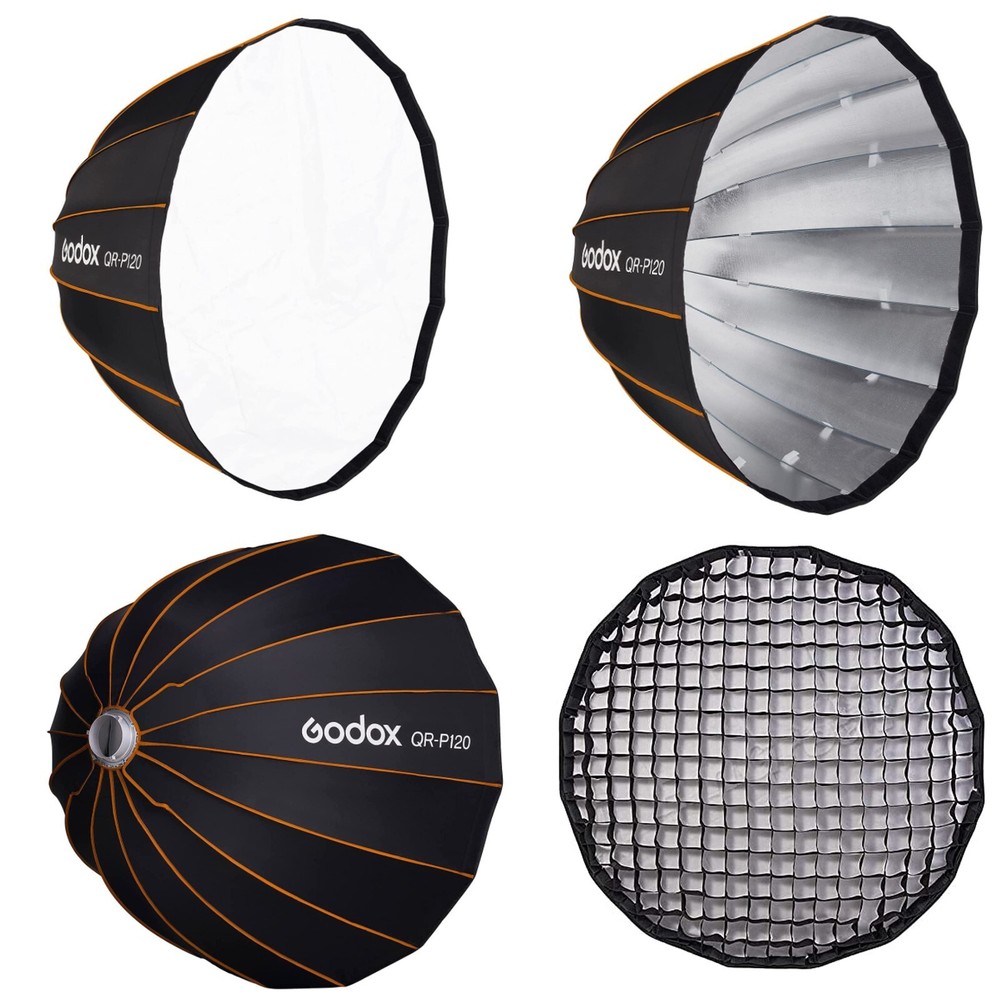Godox Parabolic Softbox QR-P120 Honeycomb Grid for Bowens Mount Studio Flash