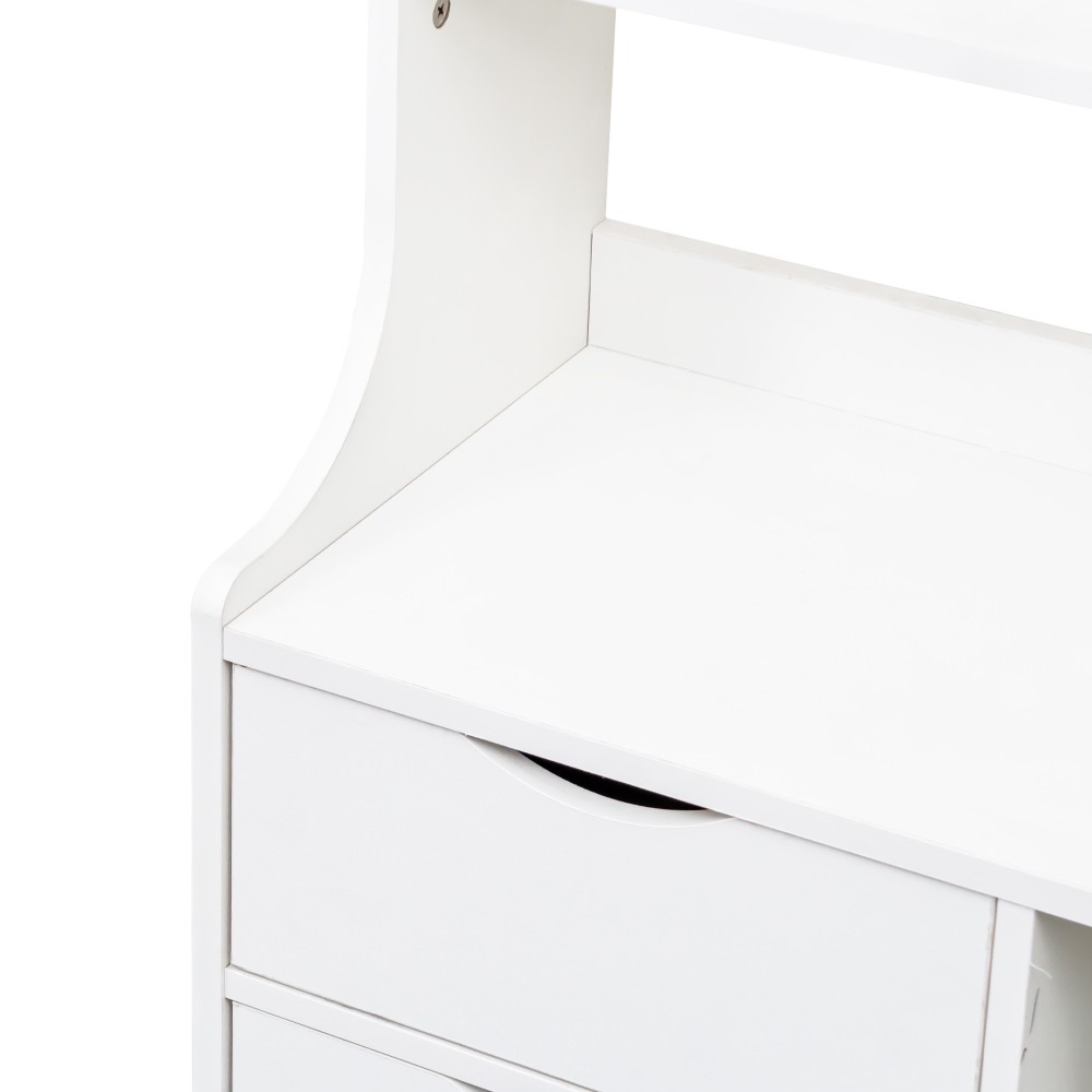 Bedside table with bookshelf and two storage drawers