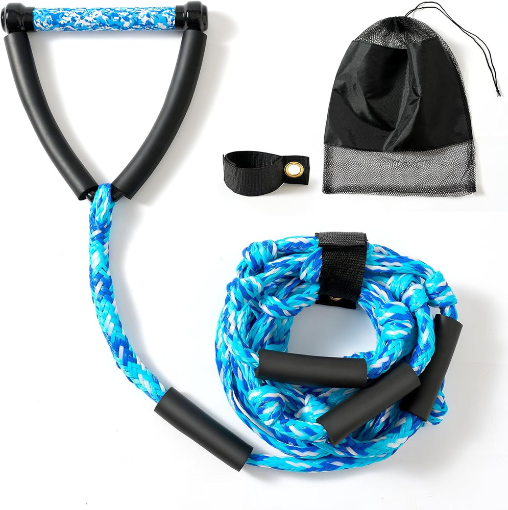 25 FT Wake Surf Rope for Boat, Floating Wakesurf Rope with Handle, 4 Sections Ad