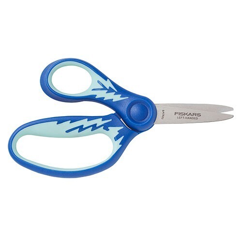 Fiskars SoftGrip Left-Handed Kids Scissors 5"-Point Blue Lighting Handle School