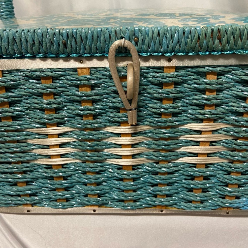 Vintage Dritz Wicker Wood Sewing Basket w/Handle