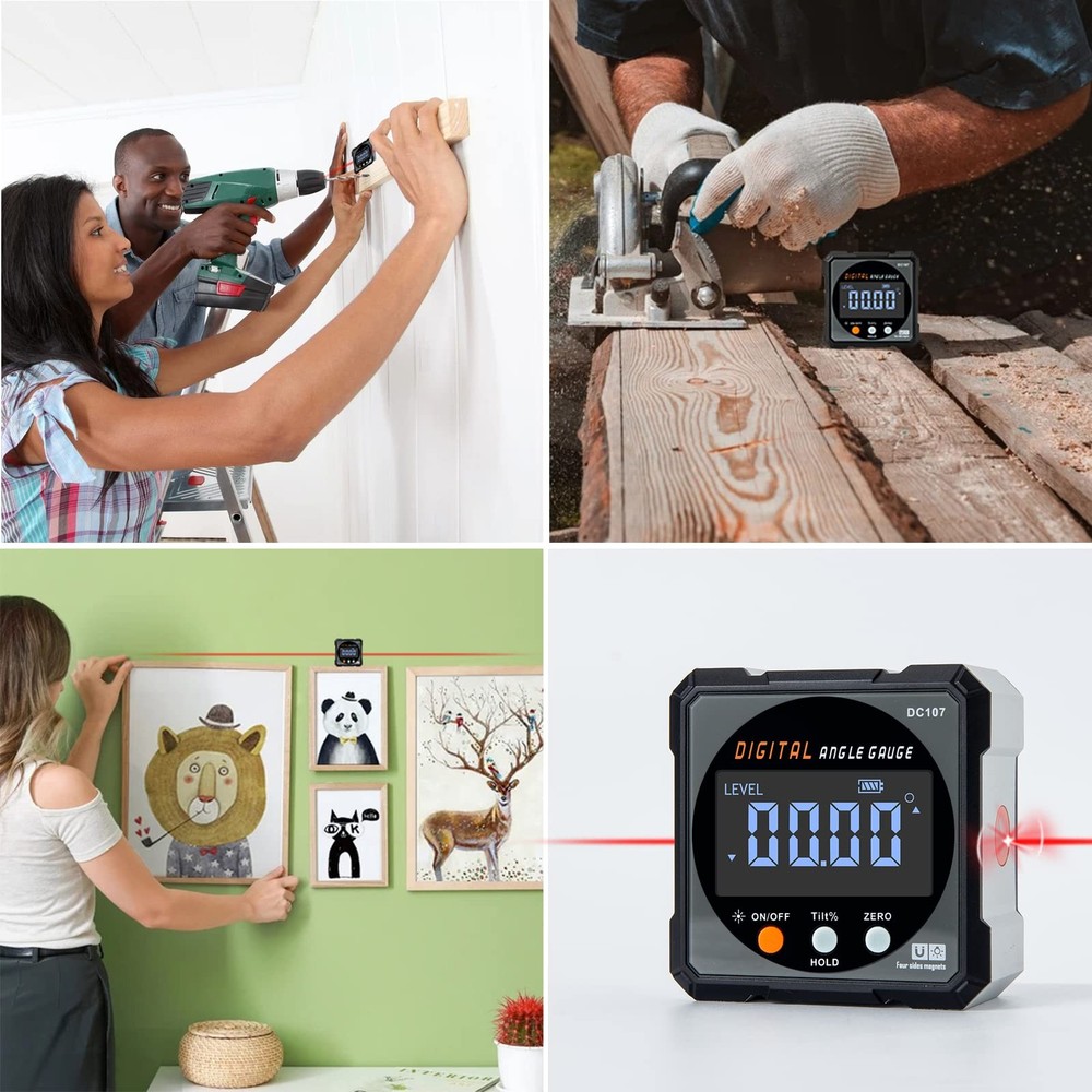 Digital Angle Finder with Electronic Laser - 4-side Strong Magnetic Angle Gau...